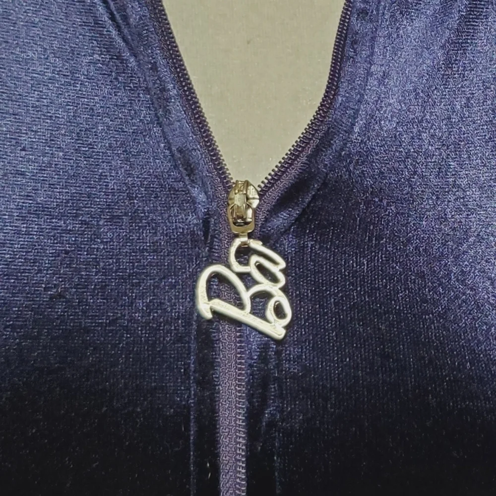 Rare Retro Barbie Loves Splash Silver Superstar Barbie Dark Indigo Velvet Hoodie - Picture 7 of 15